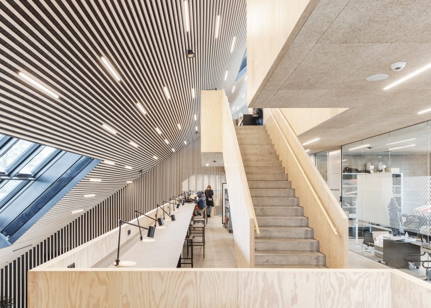 COBE's wedge-shaped library references its modernist surroundings
