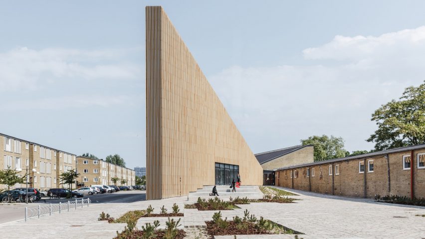COBE's wedge-shaped library references its modernist surroundings