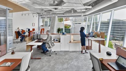 Authors Dr. Michael O'Neill and Rex Miller argued that workplace design should encourage healthy behaviours in a talk hosted by Dezeen with Haworth.