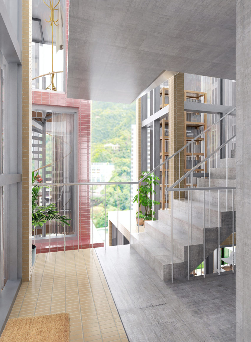 Tower Within a Tower is a proposal by Chicago studio Kwong von Glinow to build blocks formed of vertical apartments with rooms stacked on top of each other