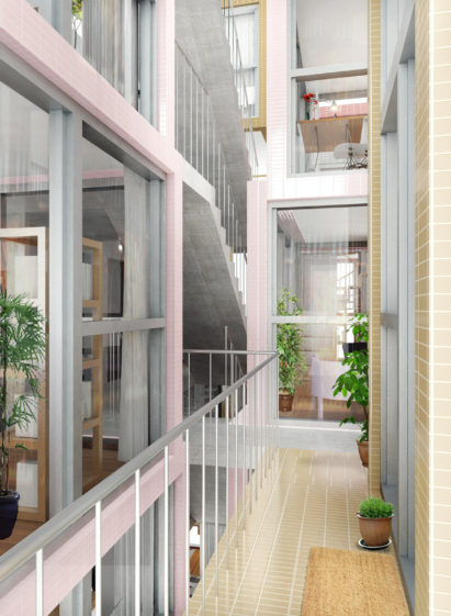 Tower Within a Tower is a proposal by Chicago studio Kwong von Glinow to build blocks formed of vertical apartments with rooms stacked on top of each other