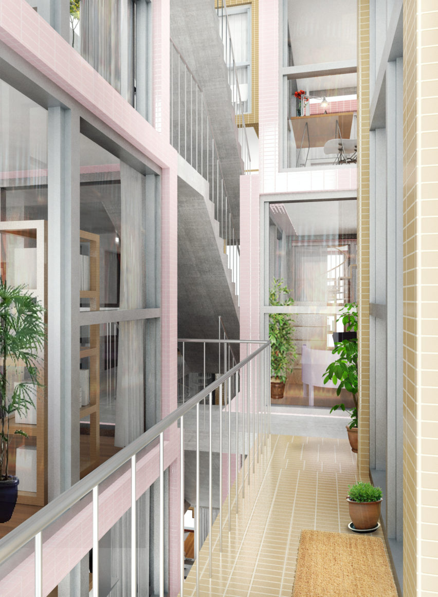 Tower Within a Tower is a proposal by Chicago studio Kwong von Glinow to build blocks formed of vertical apartments with rooms stacked on top of each other