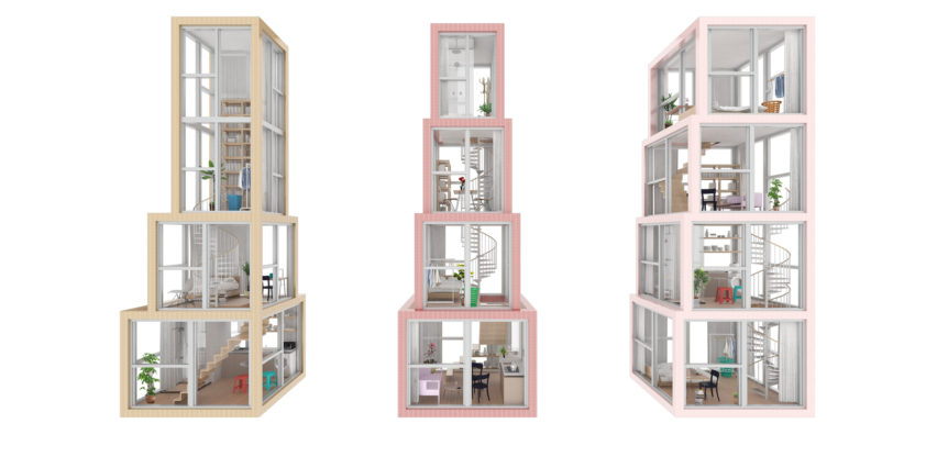 Tower Within a Tower is a proposal by Chicago studio Kwong von Glinow to build blocks formed of vertical apartments with rooms stacked on top of each other
