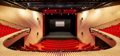 Theatre inside of Wellington College Performing Arts Centre by Studio Seilern Architects