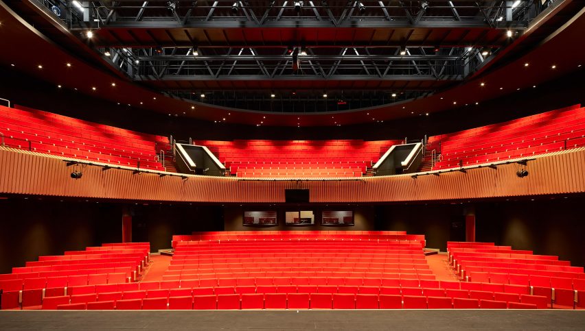 Theatre inside of Wellington College Performing Arts Centre by Studio Seilern Architects