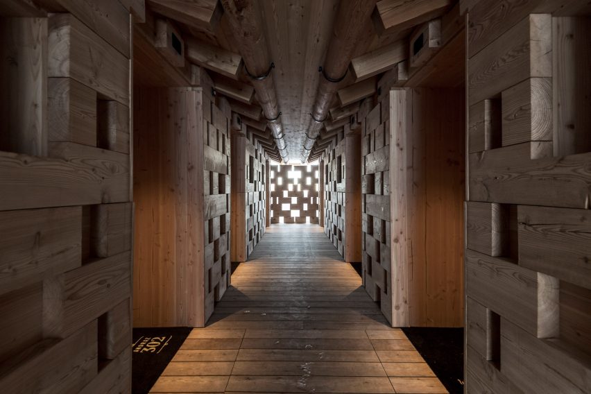 Interior shot of Zallinger Retreat by Network of Architecture (NOA) in Tyrol, Italy
