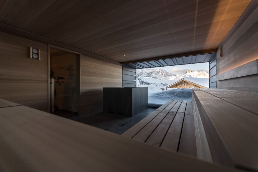 Sauna in Zallinger Retreat by Network of Architecture (NOA) in Tyrol, Italy