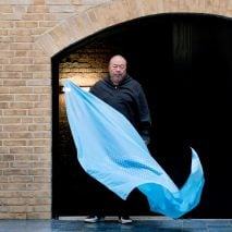 Ai Weiwei designs blue footprint flag to encourage people to celebrate the 70th anniversary of the Universal Declaration of Human Rights