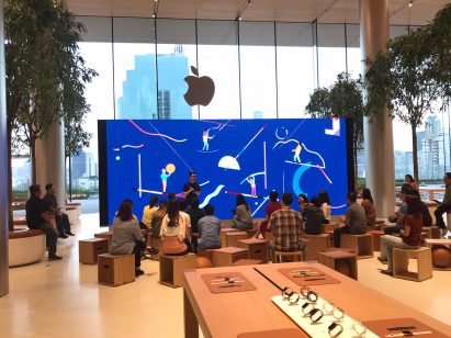 Interior of Apple Iconsiam in Bangkok, Thailand by Foster + Partners