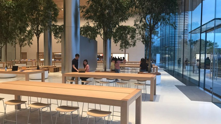 Interior of Apple Iconsiam in Bangkok, Thailand by Foster + Partners