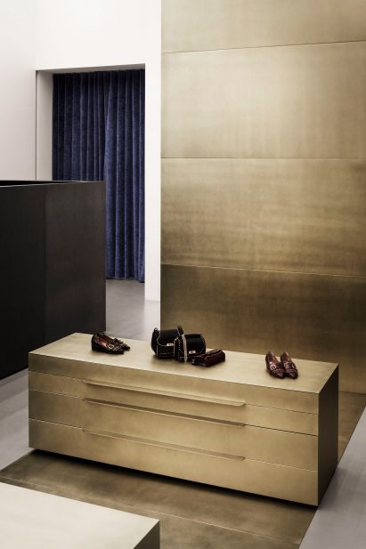Interiors of Bally fashion store in Milan by Storage Associati