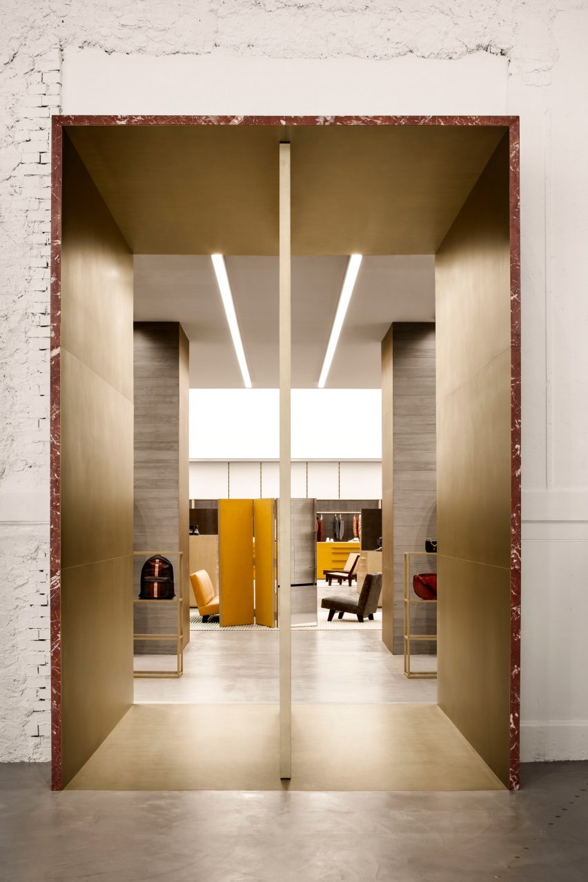 Interiors of Bally fashion store in Milan by Storage Associati