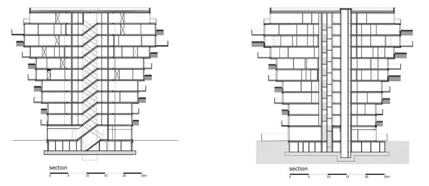 Sections of Belvedere tower in the Netherlands by René van Zuuk Architekten