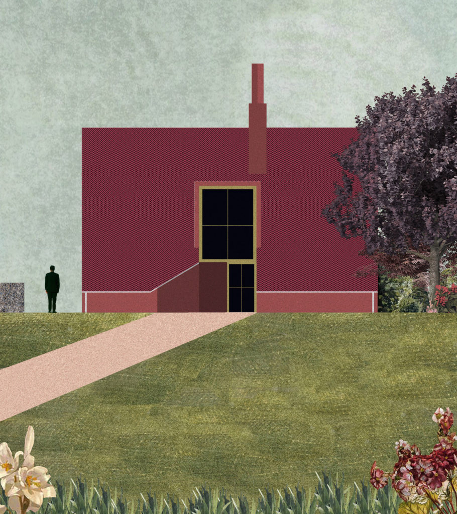Visual of the front elevation of Charles Holland Architects' country house in Kent