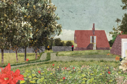 Visual of the front elevation of Charles Holland Architects' country house in Kent