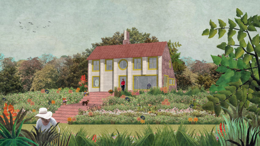 Visual of the rear elevation of Charles Holland Architects' country house in Kent