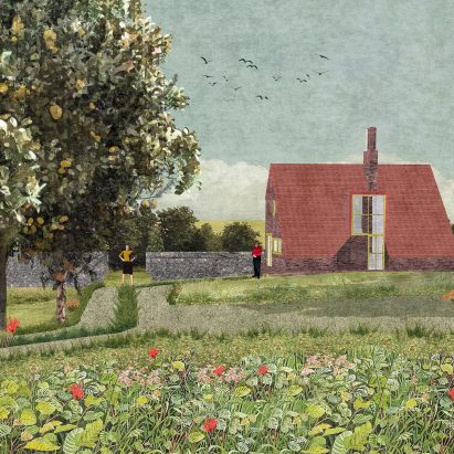 Visual of the front elevation of Charles Holland Architects' country house in Kent