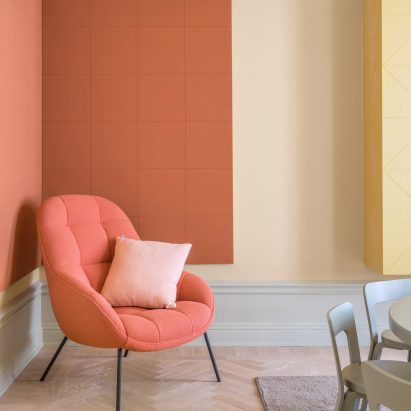 The best coral interiors: Hidden Tints apartment by Note Design Studio