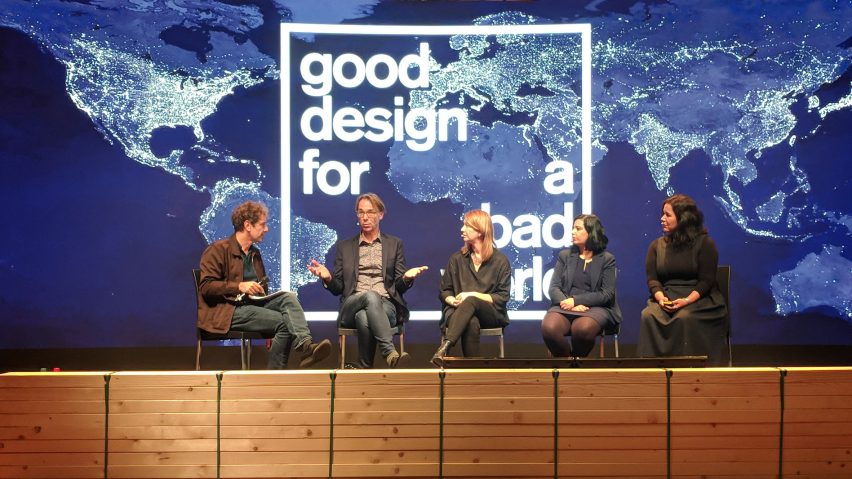 The panel for Dezeen's Good Design for a Bad World talk during Dutch Design Week 2018