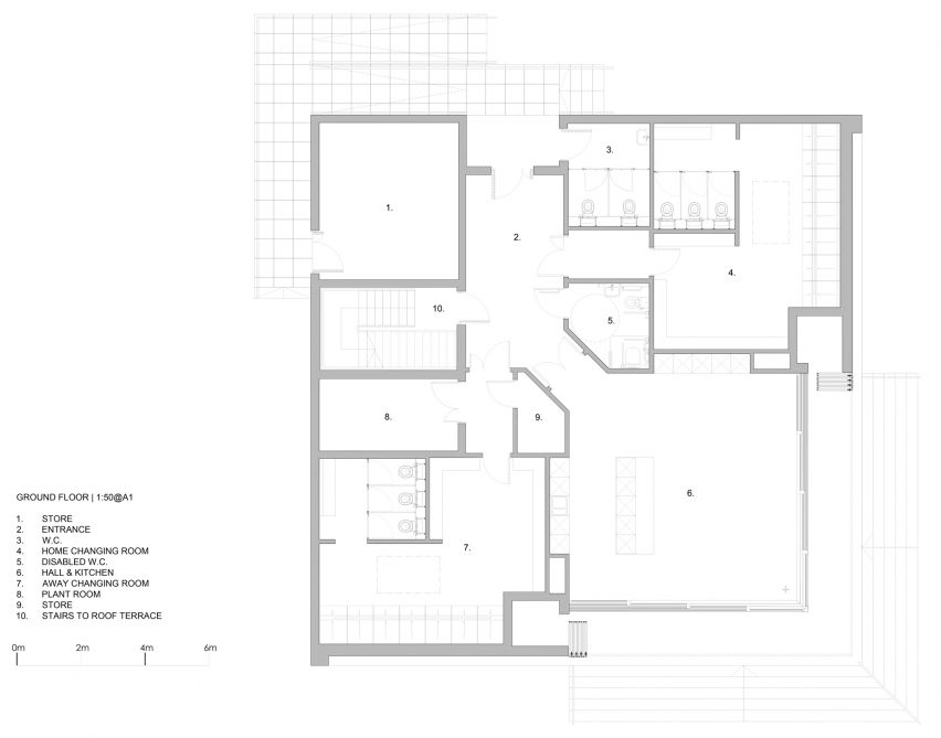 Floor plan of Eton college sports pavilion by Lewandowski Architects