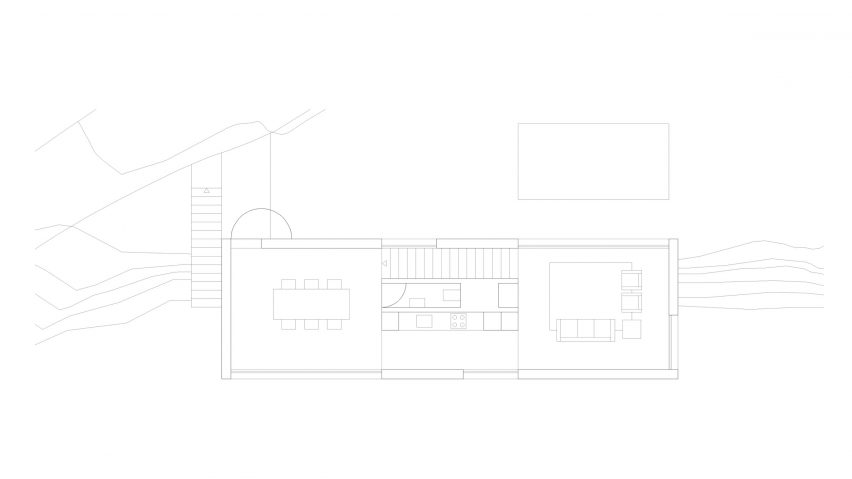 First floor plan of Forja House by Pablo Pita Architects