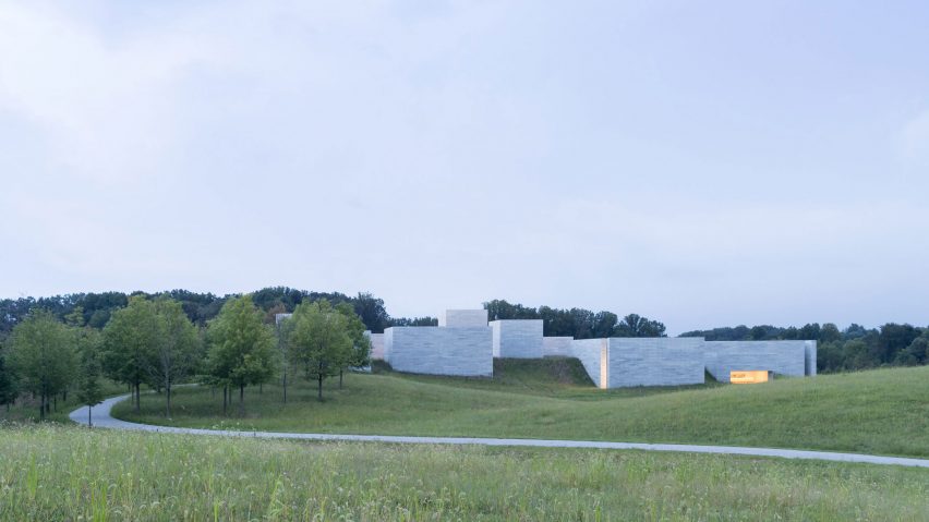 Landscape architecture on the approach to Glenstone Pavilions, Potomac