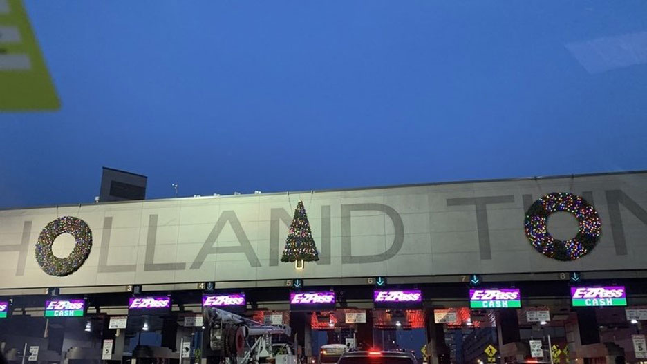 Holland Tunnel holiday decorations