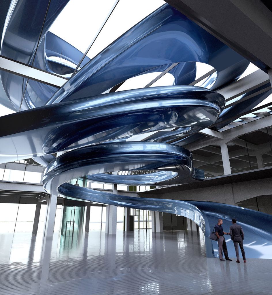 A visual of MAD's Fenix Warehouse viewing platform in Rotterdam
