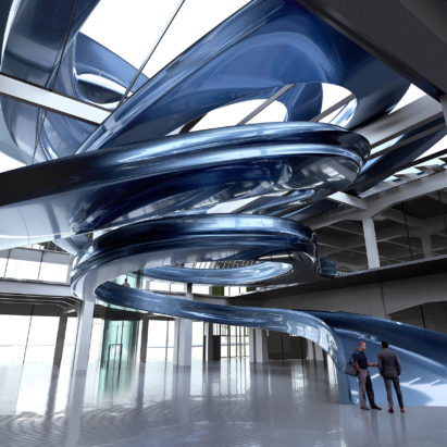 MAD to build huge blue spiral staircase in old Fenix warehouse in Rotterdam
