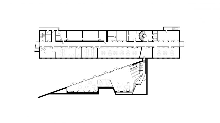 Lower floor plan of Red Cross Volunteer House by COBE