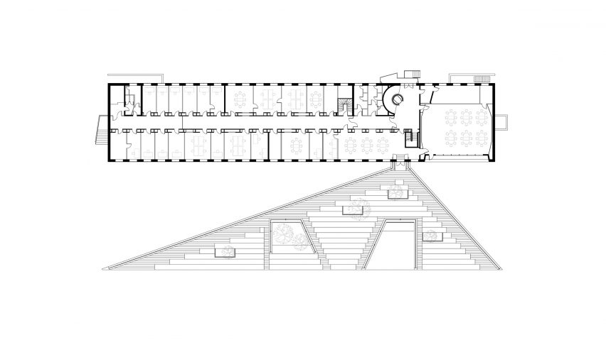 Roof plan of Red Cross Volunteer House by COBE
