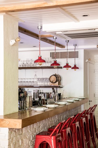 Interiors of Red Farm restaurant designed by Créme