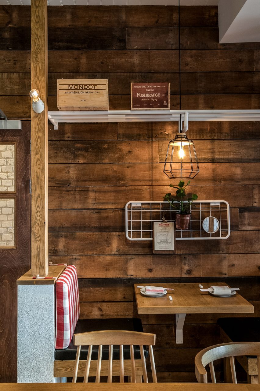 Interiors of Red Farm restaurant designed by Créme