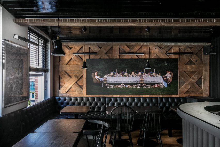 Interiors of Red Farm restaurant designed by Créme