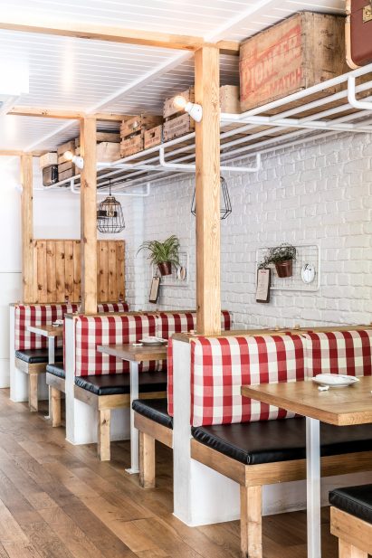 Interiors of Red Farm restaurant designed by Créme