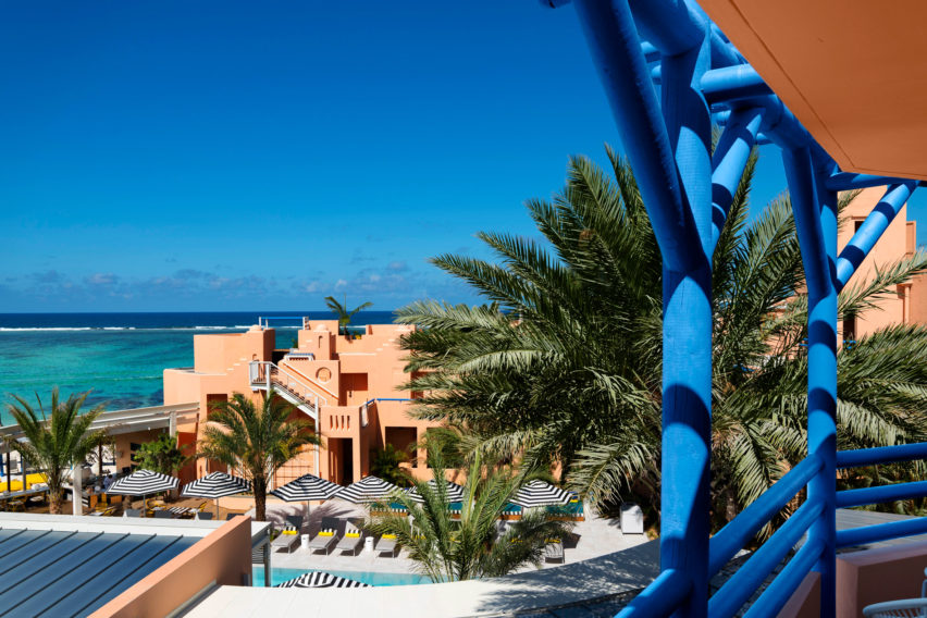 Interiors of SALT of Palmar hotel, Mauritius, by Camille Walala