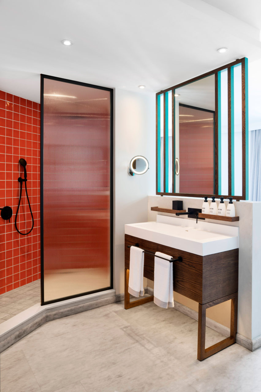 Interiors of SALT of Palmar hotel, Mauritius, by Camille Walala