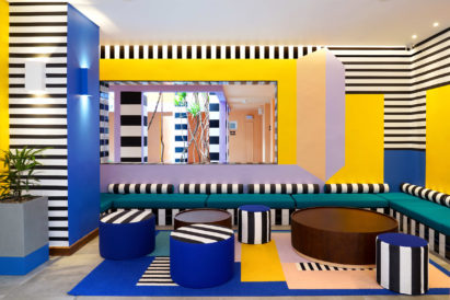 Interiors of SALT of Palmar hotel, Mauritius, by Camille Walala