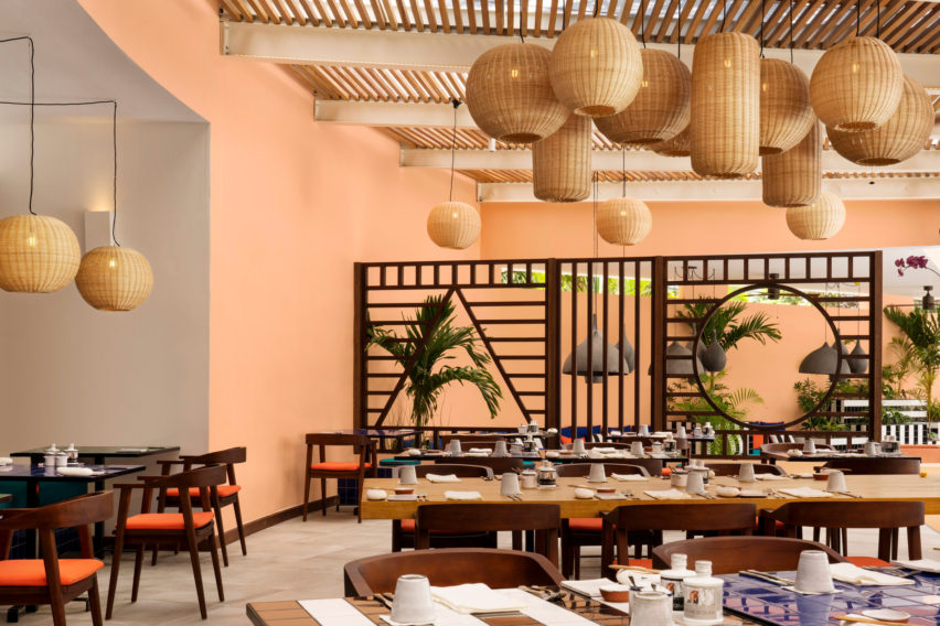 Interiors of SALT of Palmar hotel, Mauritius, by Camille Walala