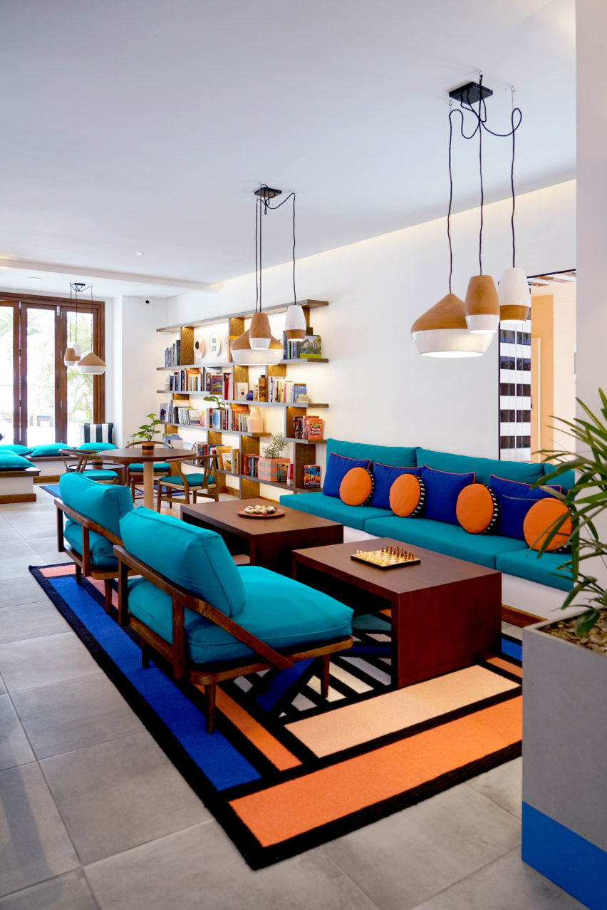 Interiors of SALT of Palmar hotel, Mauritius, by Camille Walala