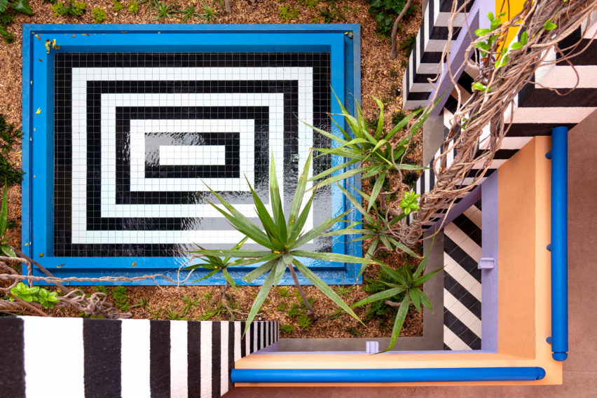 Interiors of SALT of Palmar hotel, Mauritius, by Camille Walala