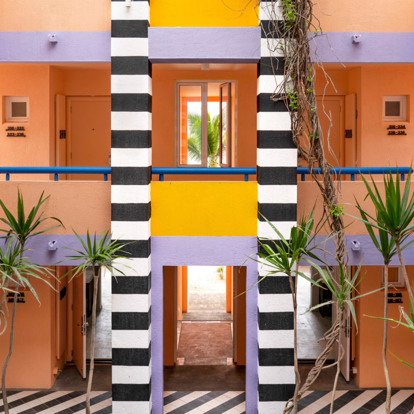 Interiors of SALT of Palmar hotel, Mauritius, by Camille Walala