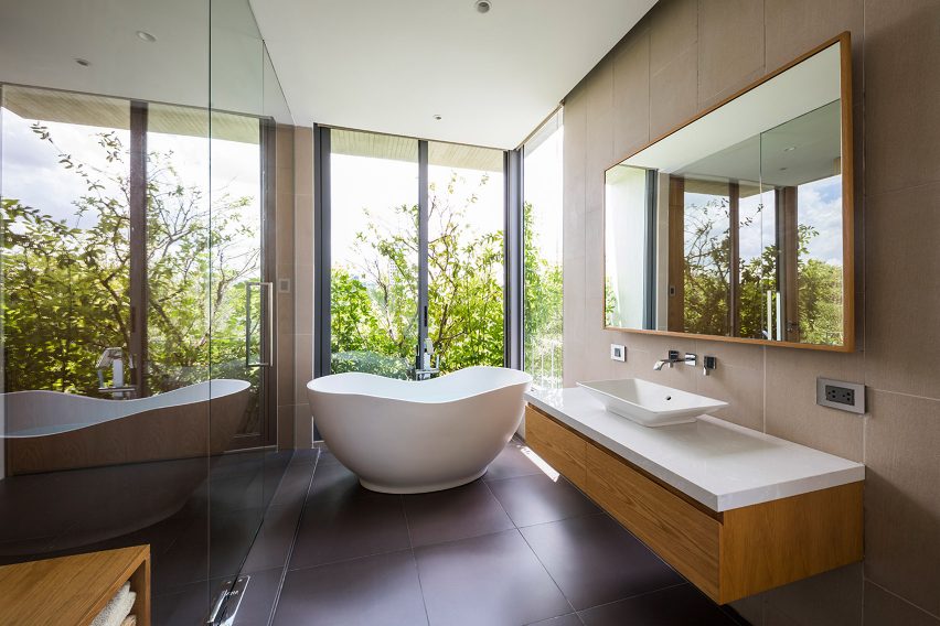 Bathroom in Stepping Park House by Vo Trong Nghia in Ho Chi Minh City, Vietnam