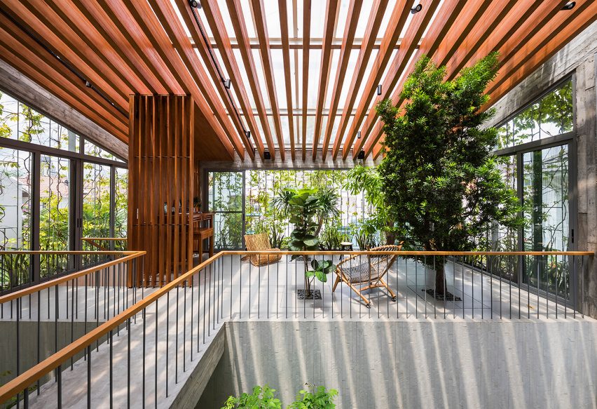 Family room in Stepping Park House by Vo Trong Nghia in Ho Chi Minh City, Vietnam