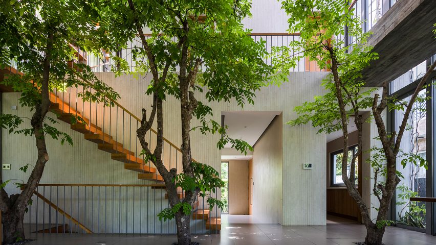 Interiors of Stepping Park House by Vo Trong Nghia in Ho Chi Minh City, Vietnam