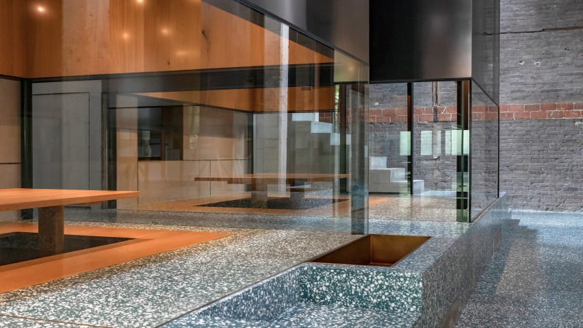 Interiors of Tingai Teahouse in Shanghai, China, designed by Linehouse