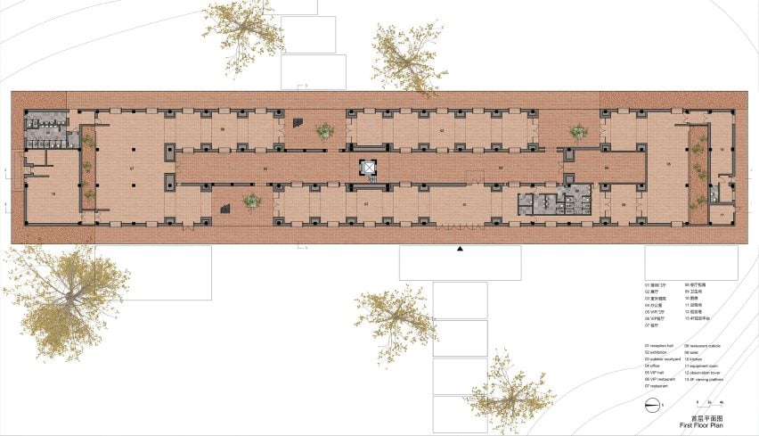 Ground floor plan of Tower of Bricks art centre in China by Interval Architects