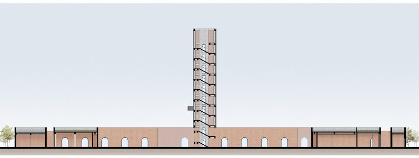 Section of Tower of Bricks art centre in China by Interval Architects