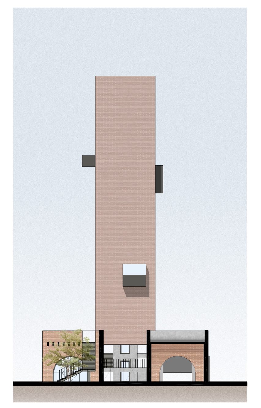 Section of Tower of Bricks art centre in China by Interval Architects