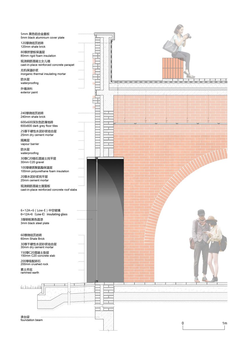 Wall detail of Tower of Bricks art centre in China by Interval Architects